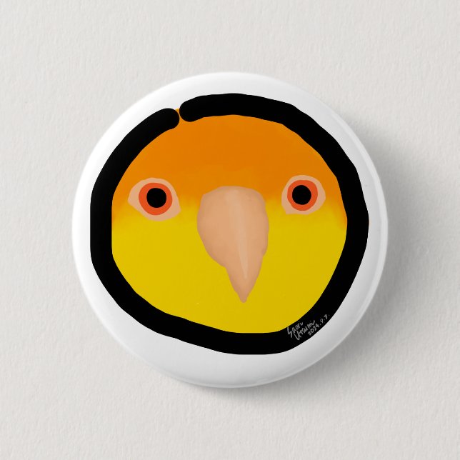 Badge Rond 5 Cm Bouton "citron" de birbe jaune (Devant)