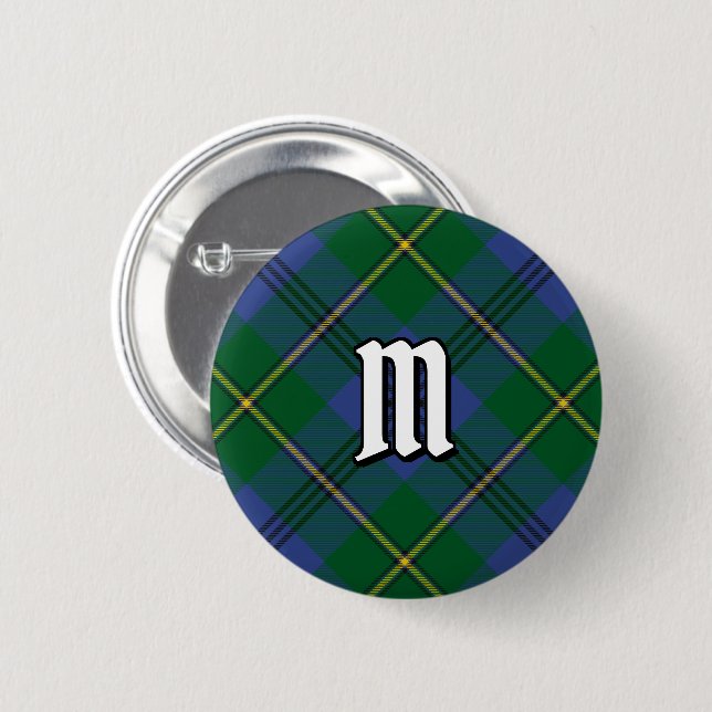 Badge Rond 5 Cm Bouton Clan Johnston Tartan (Devant & derrière)
