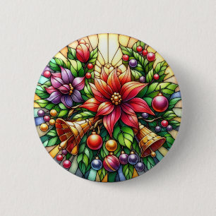 Badge Rond 5 Cm Bouton Cloches de Noël