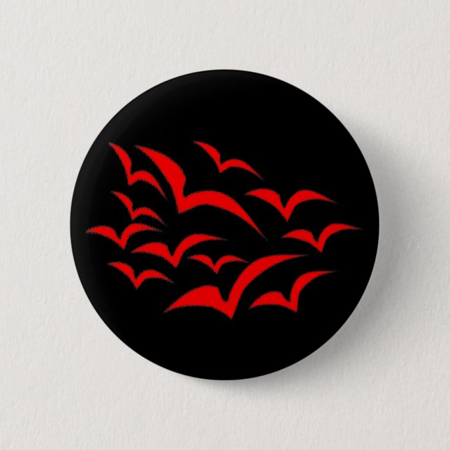 Badge Rond 5 Cm Bouton Cloud rouge chauve (Devant)