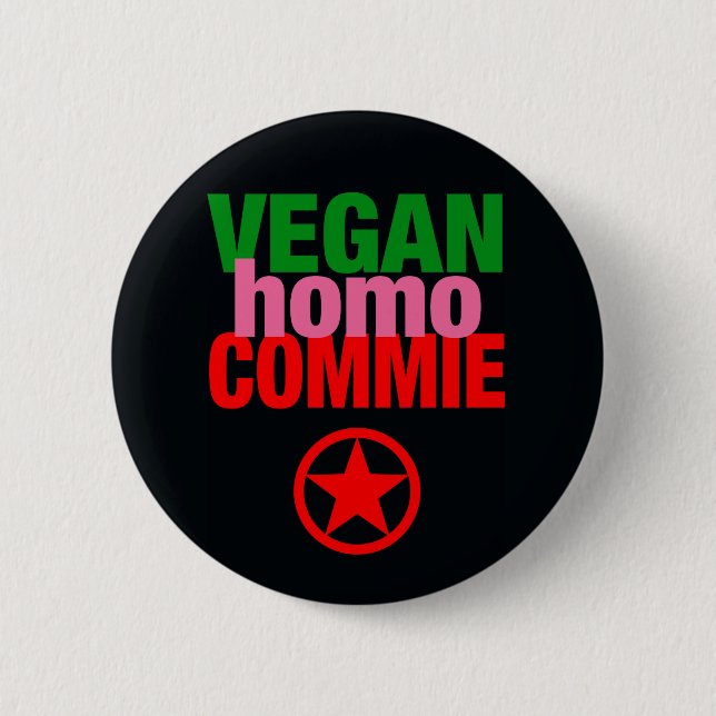 Badge Rond 5 Cm Bouton coco homo végétalien (Devant)