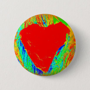 Badge Rond 5 Cm bouton coeur abstrait rouge