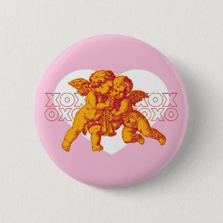 Badge Rond 5 Cm Bouton Coeur ange xoxo