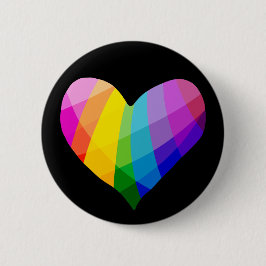 Badge Rond 5 Cm Bouton Coeur arc-en-ciel