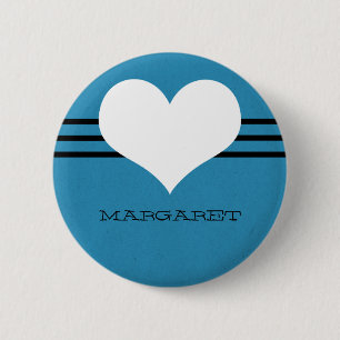 Badge Rond 5 Cm Bouton Coeur bleu moderne