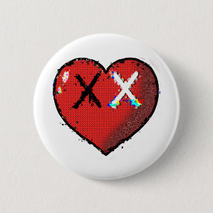 Badge Rond 5 Cm Bouton coeur Cheez