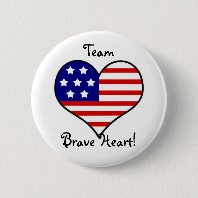 Badge Rond 5 Cm Bouton Coeur Courageux de l'équipe (Devant)