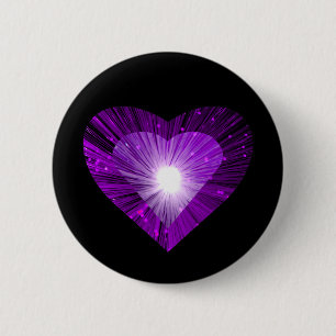 Badge Rond 5 Cm Bouton 'Coeur de coeur pourpre' noir