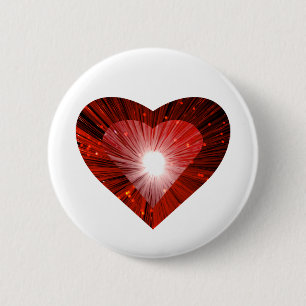 Badge Rond 5 Cm Bouton 'coeur' du coeur rouge blanc
