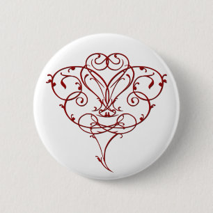 Badge Rond 5 Cm Bouton Coeur floral