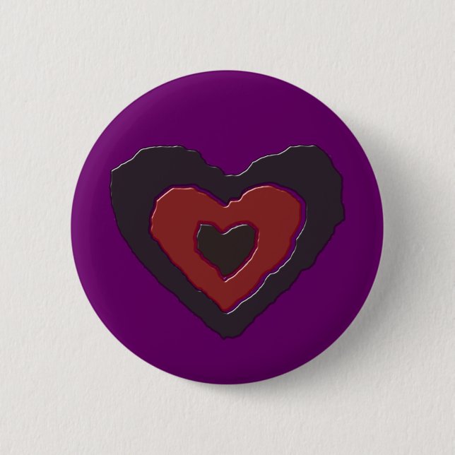 Badge Rond 5 Cm Bouton Coeur Gothique Fondu (Devant)