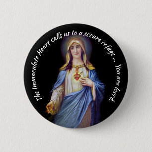 Badge Rond 5 Cm Bouton Coeur Immaculé de Marie