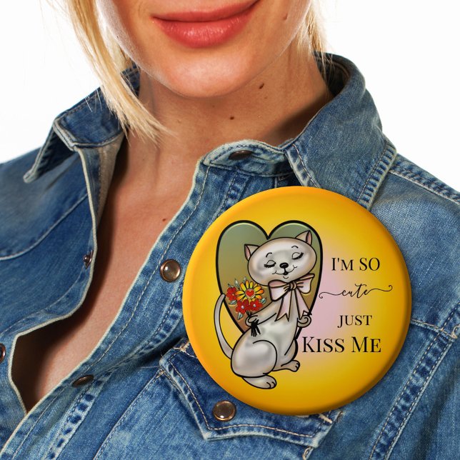 Badge Rond 5 Cm Bouton Coeur Kitty couleur mignon (Créateur téléchargé)
