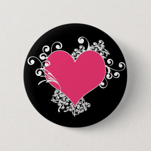 Badge Rond 5 Cm Bouton Coeurs et frissons KRW