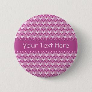 Badge Rond 5 Cm Bouton Coeurs roses, personnaliser