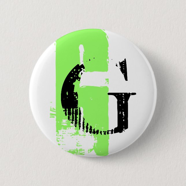 Badge Rond 5 Cm Bouton cool typographique G Monogramme (Devant)