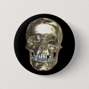 Badge Rond 5 Cm Bouton crâne Chrome