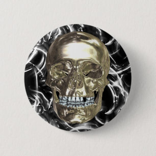 Badge Rond 5 Cm Bouton crâne Chrome électrique