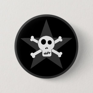 Badge Rond 5 Cm Bouton crâne et étoile