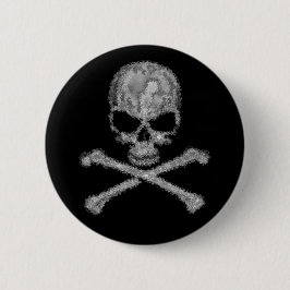 Badge Rond 5 Cm Bouton Crâne et os croisés