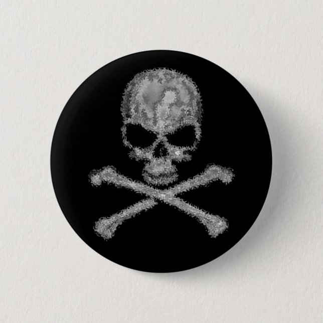Badge Rond 5 Cm Bouton Crâne et os croisés (Devant)
