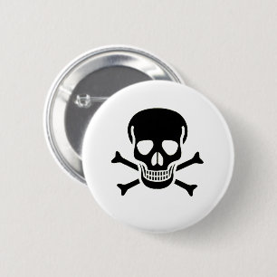 Badge Rond 5 Cm Bouton Crâne noir