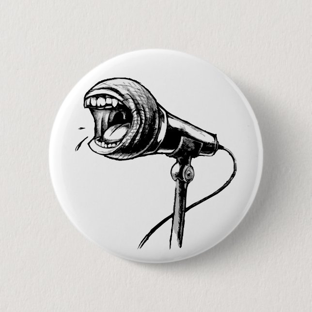 Badge Rond 5 Cm Bouton criard de microphone (Devant)