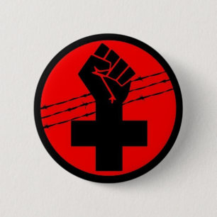 Badge Rond 5 Cm Bouton croisé noir d'anarchiste