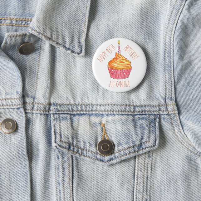 Badge Rond 5 Cm Bouton Cupcake Personnalisé Celebration (En situation)