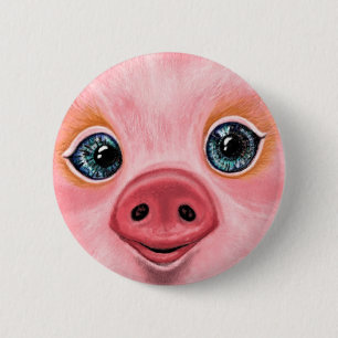 Badge Rond 5 Cm Bouton Cute Pig