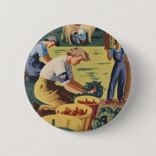 Badge Rond 5 Cm Bouton d'affiche patriotique 2ème guerre mondiale