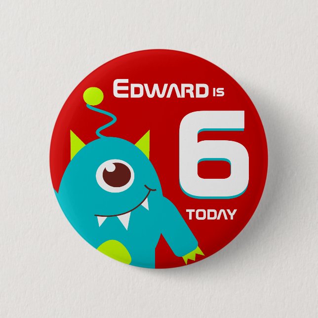 Badge Rond 5 Cm Bouton d'âge du nom de l'alien enfant (Devant)
