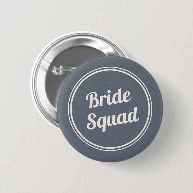 Badge Rond 5 Cm Bouton d'aide-ménagère Retro Blue Linen Bride (Devant & derrière)