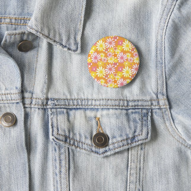 Badge Rond 5 Cm Bouton Daisies d'été (En situation)