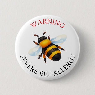 Badge Rond 5 Cm Bouton d'alerte d'allergie grave aux abeilles