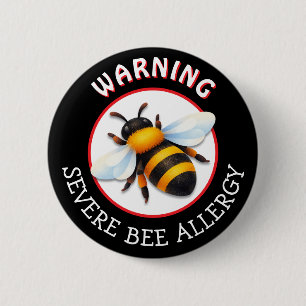 Badge Rond 5 Cm Bouton d'alerte d'allergie grave aux abeilles