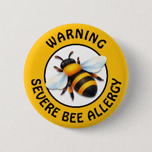 Badge Rond 5 Cm Bouton d'alerte d'allergie grave aux abeilles