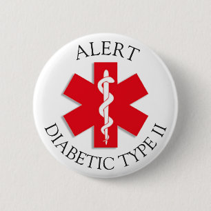 Badge Rond 5 Cm Bouton d'alerte de type 2 diabétique