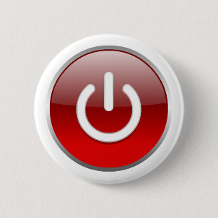 Badge Rond 5 Cm Bouton d'alimentation rouge