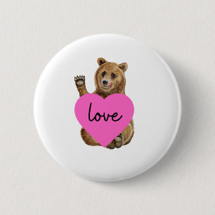 Badge Rond 5 Cm Bouton d'amour de l'ours