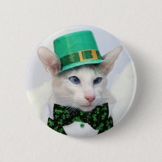 Badge Rond 5 Cm Bouton d'amoureux des chats du jour de St Patrick