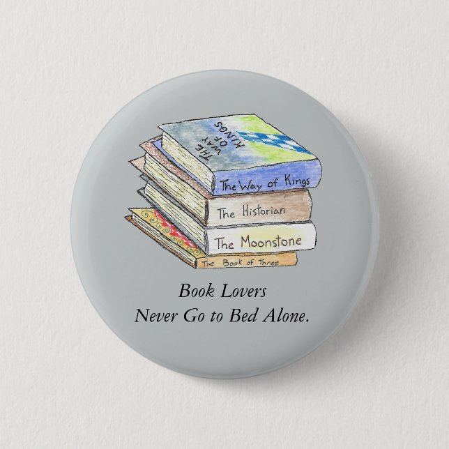 Badge Rond 5 Cm Bouton d'amoureux des livres (Devant)