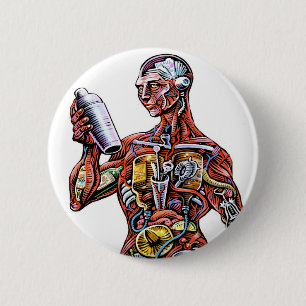 Badge Rond 5 Cm Bouton d'anatomie de barman