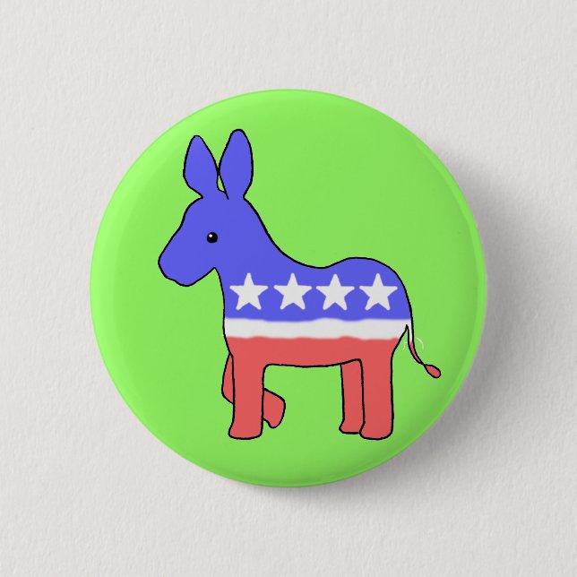 Badge Rond 5 Cm Bouton d'âne de Démocrate (Devant)