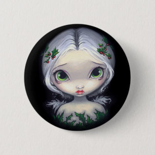 Badge Rond 5 Cm Bouton "d'ange de houx"