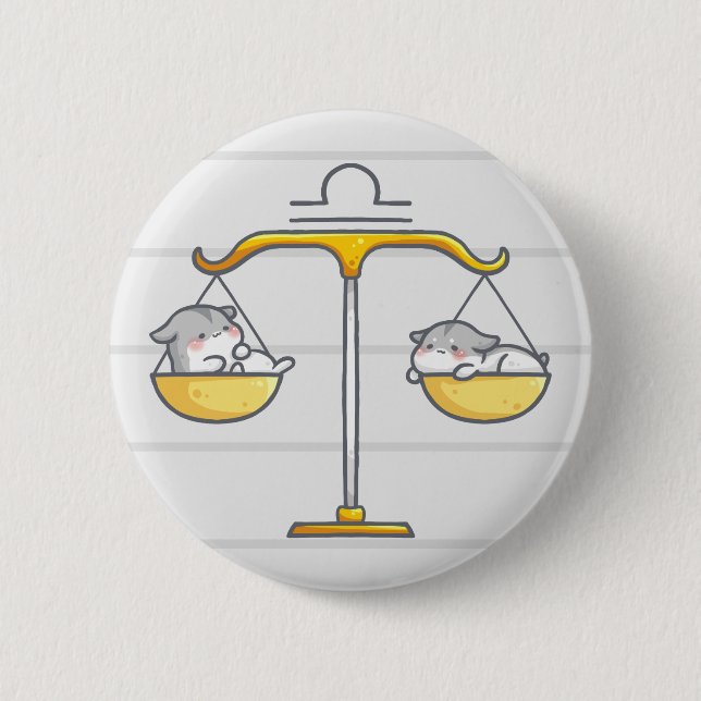 Badge Rond 5 Cm Bouton d'animal de zodiaque de Balance (Devant)