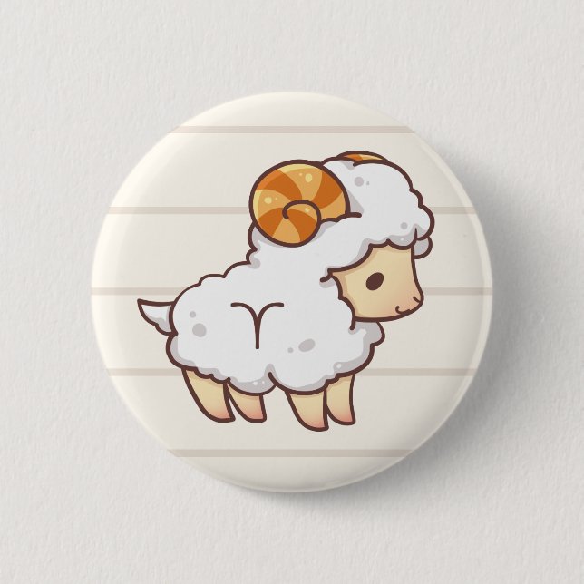 Badge Rond 5 Cm Bouton d'animal de zodiaque de Bélier (Devant)