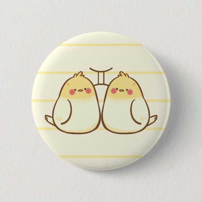 Badge Rond 5 Cm Bouton d'animal de zodiaque de Gémeaux (Devant)