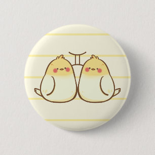 Badge Rond 5 Cm Bouton d'animal de zodiaque de Gémeaux