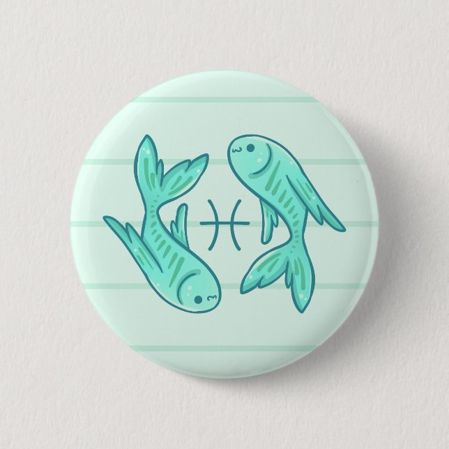 Badge Rond 5 Cm Bouton d'animal de zodiaque de Poissons (Devant)